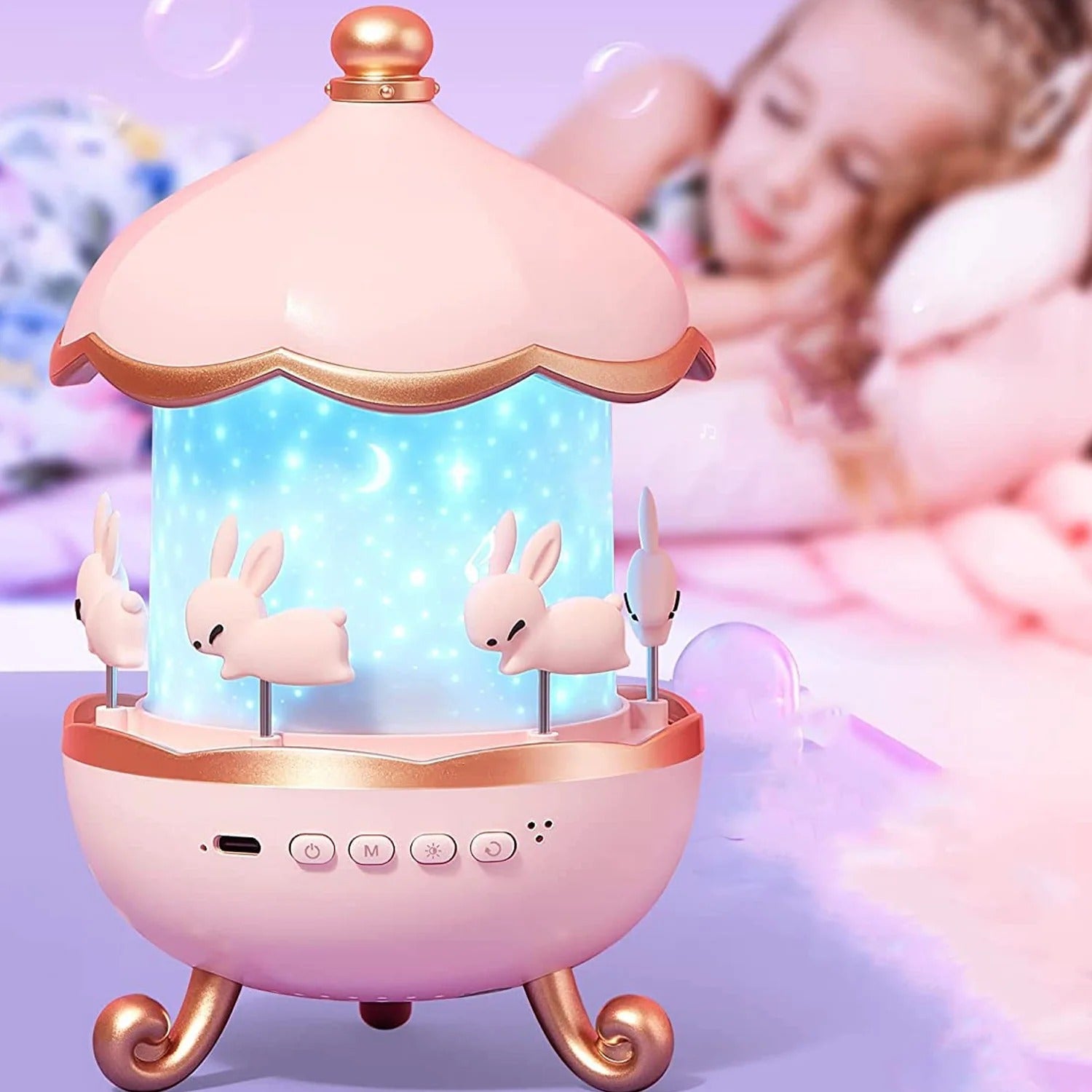 Bunny’s Carousel Rotating LED Kids Night Light