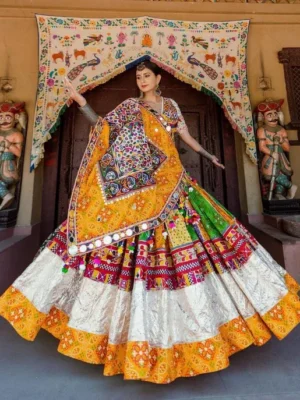 Golden Fortune Multicolor & Mirror-Work Chaniya Choli – Heritage Luxe Edition