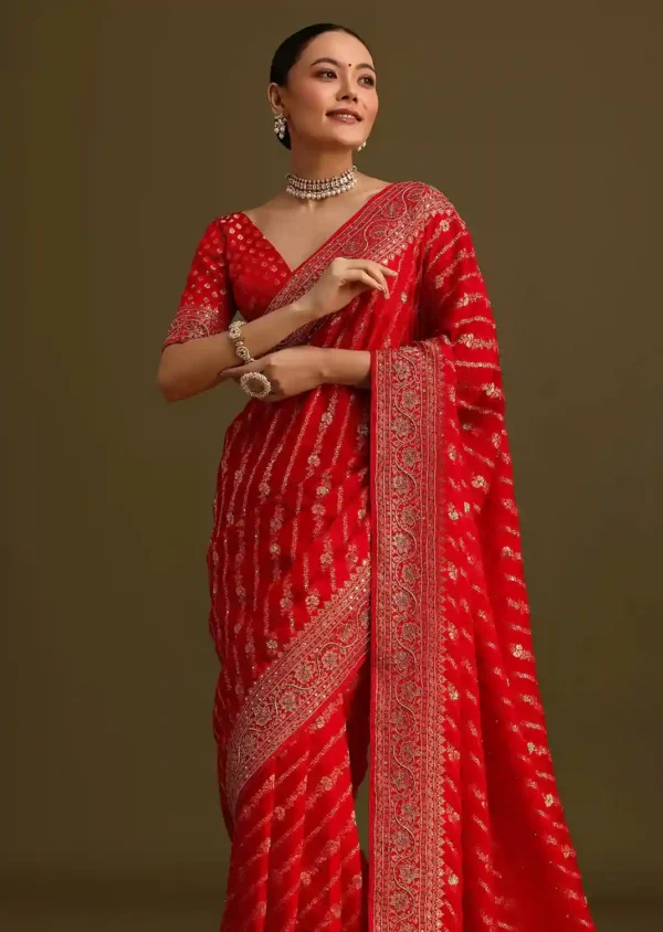 Regal Red Saree – A Timeless Ode to Heritage and Glamour - Image 2