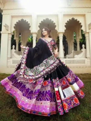 Embroidered Lehenga Choli with Multicolor Patchwork & Dupatta