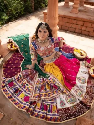 Multicolor Navratri Traditional Chaniya Choli with Embroidered Dupatta