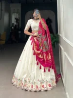 Ivory Treasury Embroidered Chaniya Choli with Royal Pink Dupatta – Luxe Heritage Edition